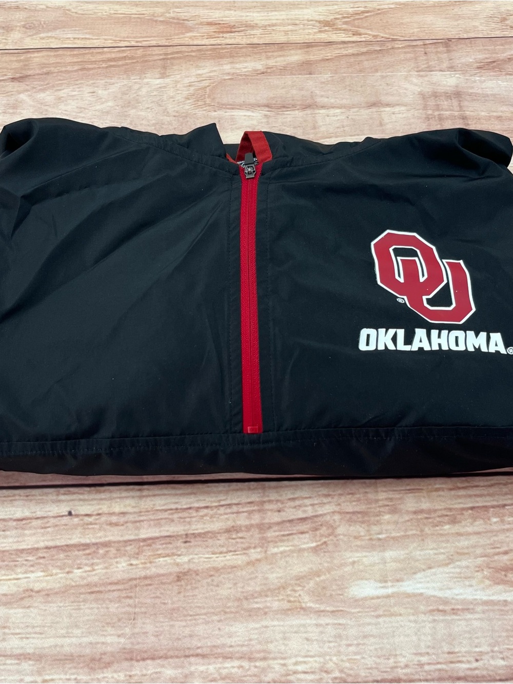 NWOT Captivating OU Oklahoma 1/4 Zip Pull Over Hooded Sooner Mens XL Black